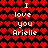 Pixelated red heart pattern background with white text reading "I love you Arielle" in two identical vertical