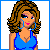 A 4x3 contact sheet of pixel art frames showing a cartoon woman in blue and red outfits with text elements like "goddess," "mind like a devil!" and "body like a."