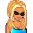 A static contact sheet of a 4x4 grid showing multiple frames from an animated AIM buddy icon featuring a cartoon woman with blonde hair and sunglasses, surrounded by colorful text phrases about summer and fun.