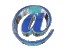 Animated contact sheet of a 3D metallic @ symbol rotating through multiple angles on a gray background, showing glossy blue and silver reflections across sampled frames.