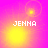 Four identical display 'JENNA' text over a pink and yellow gradient background with glowing light effects