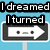 Pixelated text and two road sign icons with arrow faces on a light blue background.