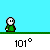 Pixel art animation of cartoon figures and thermometer icons with temperature readings, showing character interactions and thermometer displays.