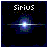 Pixelated starburst icon with 'Sirius' text above, showing animation frames with varying star intensity and small white dots below.