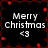 Black background with red star and diamond border, white text "Merry Christmas <3" in four quadrants.