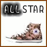 Two side-by-side show a high-top sneaker with 'ALL STAR' text above it; the left has a blurred 'ALL' text effect while the right shows clear text