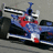 A racing car image with red text on blue and gray backgrounds, featuring a blurred vehicle and stylized lettering.