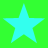 Four cyan stars arranged in a on a bright green background, each star with five points and uniform size