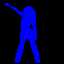 Blue silhouette figures in various dynamic poses against a black background, arranged in a pattern