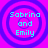 Four identical circular icons with concentric rings on a bright pink background, each displaying cyan text reading "Sabrina and Emily" in pixelated font.