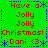 Green background with red and blue pixelated text and symbols arranged in a pattern