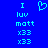 Blue background with cyan pixelated text and a heart symbol, showing two identical static frames side-by-side.