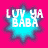 A 48x48 pixel animated buddy icon featuring a cyan starburst shape with white text "LUV YA BABA" on a bright pink background, displayed across three sampled frames in a contact sheet layout.