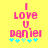 Pixelated pink text on yellow background reads "I Love U Daniel" with blue and light green stars below, show star color variation