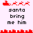 Red pixelated Santa sleigh with reindeer and text "santa bring me him" on light pink background, two variations of sleigh animation.