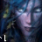 Animated sequence of a blue-haired figure with pale skin and light eyes, showing subtle facial expression shifts across frames.