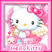 Hello Kitty character with pink bow and wings holding a small bag, displayed in multiple identical frames on a pink background.
