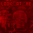 Red pixelated of repeating figures with text fragments 'LOOK...AT..HE' and 'LOOK...A...' , animated color shifts between red tones