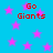 Blue background with pink stars and red text reading "Go Giants" in four locations.