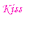 Animated contact sheet of 23 frames showing text-based buddy icons with pink and blue color schemes, displaying variations of 'Kiss me too' and 'Hold me too' phrases in different fonts and animations.