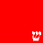 Four white pixelated symbols on a solid red background, each in a corner position.