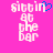 Pixelated text on bright pink background with blue heart symbol replacing 'o' in 'sittin' on left side, static text on right side.