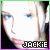 Pixelated static image of a stylized face with blue eyes and pink lips, bordered by dark shapes on the left and right sides.