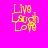 Yellow pixelated text "Live Laugh Love" on bright pink background with cyan horizontal bars in different positions across four views.