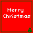 Four identical red square icons with green borders display "Merry Christmas" text and small pixelated trees in the bottom-right corners.