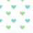 Pixelated heart-shaped icons in green and blue hues arranged in a grid pattern on a white background with scattered pastel dots.