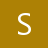 A single white pixelated letter S centered on a solid brown background with no additional elements or motion.
