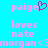 Pixelated text and symbols on a cyan background with pink and magenta elements, including a heart symbol replacing the 'e' in 'paige' on the left side.