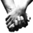 Black-and-white pixelated image of a hand with fingers curled into a fist, positioned against a plain white background.
