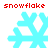 Four cyan pixelated snowflakes arranged in a , each with red "snowflake" text above and below, on a white background