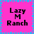A static image with a bright pink background, blue and light purple pixelated border, and four identical text blocks reading "Lazy M Ranch" in black font.