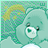 A pixelated teal bear with green eyes and a white chest appears in multiple positions, some frames showing 'Irish Bear' text above it against a patterned background