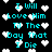 Pixelated cyan text on black background with white heart shapes scattered throughout, repeating the phrase "I Will Love Him Til The Day That I Die".