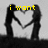 Two silhouetted figures form a heart shape with their arms, with yellow pixelated text reading "i want this to be you & me" across three