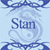 Pixelated blue and white icon with stylized text 'Slam' centered over a swirling circular background pattern.