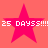Four identical pink star shapes on a coral background with white text reading "25 DAYSS!!!!" in pixelated font.
