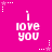 A static image with a bright pink background displays repeated white pixelated text "i love you" arranged in a pattern, surrounded by small white and pink star icons