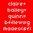 A static pixel art image with red background and white text, featuring three of repeated names and symbols in blue-highlighted