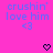 Pixelated text and heart symbols on a bright pink background with blue and dark blue elements.