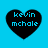 Four black heart-shaped icons with blue text reading 'kevin mchale' on a solid light blue background, arranged in a