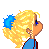 Animated contact sheet of a cartoon character with blonde hair and blue top looking up at stars, accompanied by repeated text "i look up at the stars and wish that u were mine" in varying states of clarity across sampled frames.