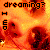 repeating orange and red pixelated faces with the text 'dreaming?' and 'I 66' in black and white, showing animation changes in text and face details