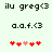 Pixelated text and heart symbols on a light background, with two variations of red hearts in the bottom