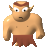 Pixelated character with light brown skin, large white eyes, small black pupils, and a neutral expression, wearing a brown headband and brown loincloth.