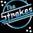 A static contact sheet of two identical animated frames showing a stylized logo for The Strokes with blue and white text on black background, featuring circular motion lines and small plus/square shapes.