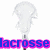 A pixelated image of a white lacrosse stick with blue and pink text reading "Lacrosse is the bomb diggity" below it.